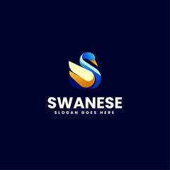 Vector Logo Illustration Swan Gradient Colorful Style