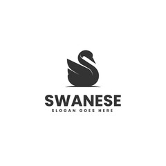 Vector Logo Illustration Swan silhouette Style