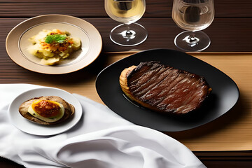 grilled meat with vegetables