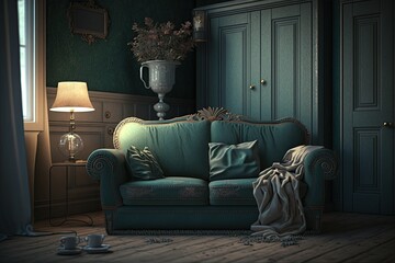 Comfortable sofa in modern living room