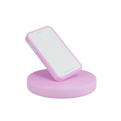3D smartphone with podium display . stand to show mobile device mockup.