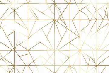 Abstract simple geometric vector seamless pattern with gold line texture on white background. Light modern simple wallpaper, bright tile backdrop, monochrome graphic element, Generative AI