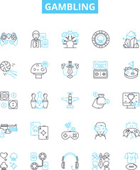 Gambling vector line icons set. Betting, Wagers, Wagering, Gaming, Luck, Risk, Casino illustration outline concept symbols and signs