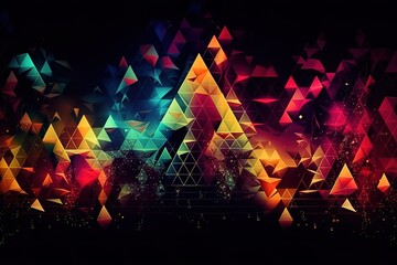 Plakat Abstract triangle pattern banner design, Generative AI