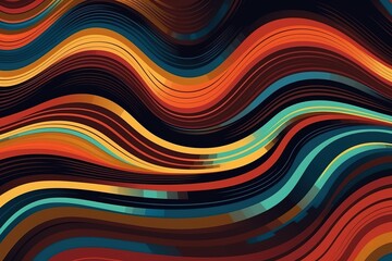 Abstract 1970's background design in futuristic retro style with colorful lines. Vector illustration. , Generative AI