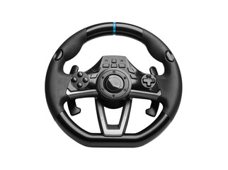 Steering play wheel isolated. Racing wheel for computer driving simulator isolated on transparent...