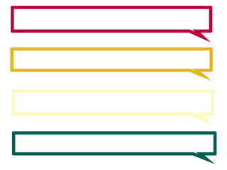 カラフルな横長四角の吹き出し　SET
