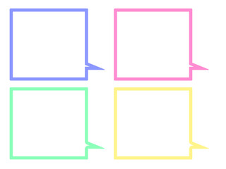 カラフルな四角のフキダシ　SET