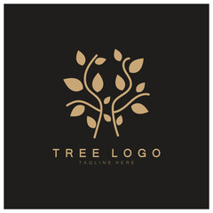Obraz premium Abstract tree logo for forest and park nature.with a combination of .vector line elements for business designs, agriculture, ecological concepts, greenery and natural beauty.