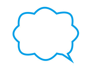 モコモコの青枠中抜きのフキダシ