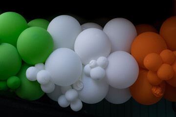 balloons in traditional irish flag colours soft focus