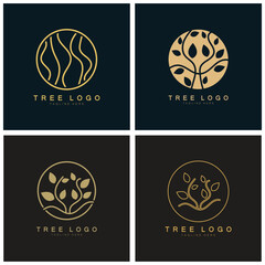 Abstract tree logo for forest and park nature.with a combination of .vector line elements for business designs, agriculture, ecological concepts, greenery and natural beauty.