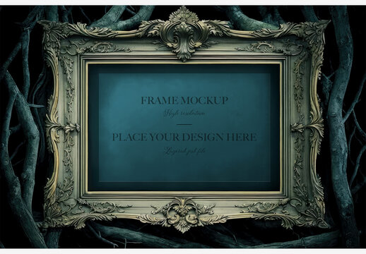 Wizard Frame Mockup in Green Enchanted Design Generative AI