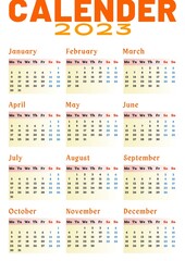 2023 Calendar. Modern Colourful 2023 Calendar. Best Quality 2023 Calendar.