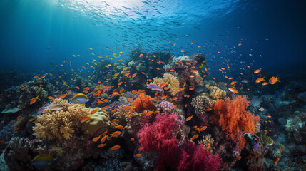 Naklejka na ściany i meble coral reef with fishes generative ai