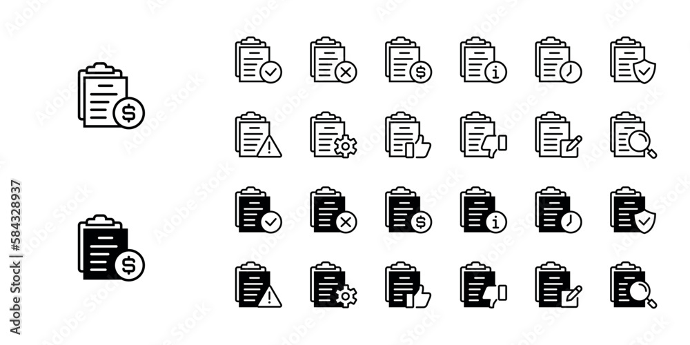Aufkleber set of document contract status icon collection paper illustration full process for business approva