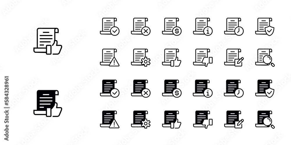Aufkleber collection of file contract status icon for complete document business approval process symbol illus