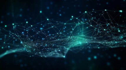Obraz premium Abstract connected dots and lines network background. Technology network background concept. Global network, big data and cybersecurity. Transfer and storage of data sets, blockchain.