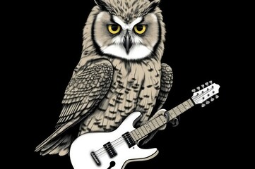 Owl Rock Star Performer Logo Generative AI