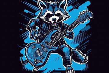 Raccoon Rock And Roll Performer Design Generative AI