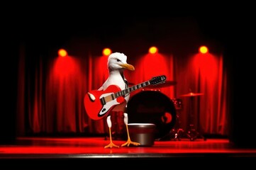 Seagull Rock And Roll Musician Performing Generative AI