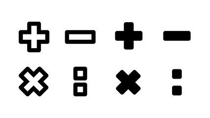 Math icon with outline and glyph styles. Isolated on white background.