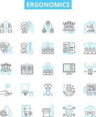Ergonomics vector line icons set. Ergonomics, Design, Human-Centered, Posture, Comfort, Movement, Environment illustration outline concept symbols and signs