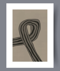 Abstract ribbon tortuous loop wall art print. Wall artwork for interior design. Printable minimal abstract ribbon poster. Contemporary decorative background with loop.