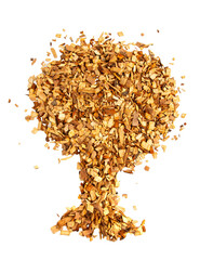 smoking chips for grilling laid out in different shapes on a white background