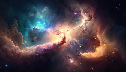 Galaxy, nebula, beautiful universe wallpaper. AI	