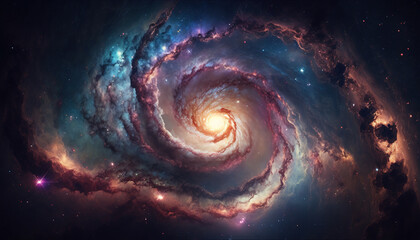 Galaxy, nebula, beautiful universe wallpaper. AI	