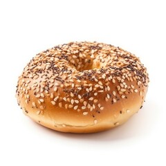 bagel with sesame seeds isolated on white background, generative ai