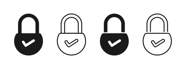 Check Mark Padlock Icon Vector design