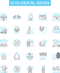 Fototapeta na wymiar Ecological issues vector line icons set. Ecology, Conservation, Pollution, Deforestation, Climate, Biodiversity, Waste illustration outline concept symbols and signs