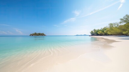 Fototapeta na wymiar Tranquil beach scene. Exotic tropical beach landscape for background, generative ai