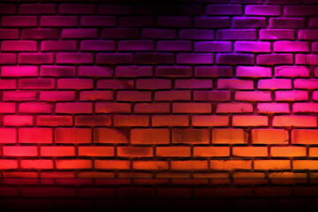 Obraz na płótnie Canvas Brick wall background, neon light Generative AI