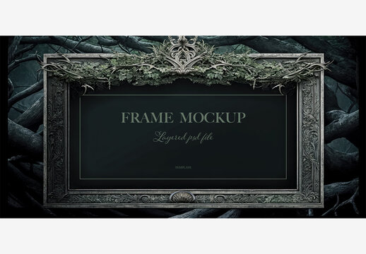 Minimalistic Frame Mockup with a Forest in Background Generative AI