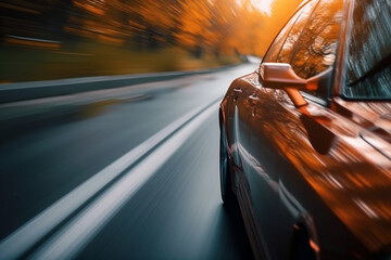 Fototapeta na wymiar car on the road with motion blur background Generative AI