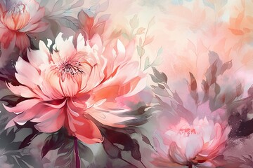 Spectacular Pastel Floral Designs: A Digital Illustration Artwork of Natural Beauty and Pink Paintings. Generative AI