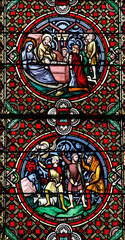 Notre-Dame du Port basilica, Clermont-Ferrand, Auvergne. France. Stained glass.