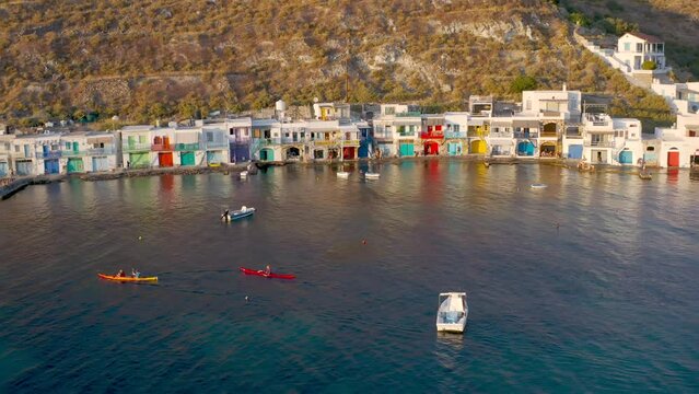 Famous fishing village in Greece. Klima with the colorful doors.