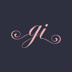  Initial Handwritten GI G I Letters Logo with a minimalist design.