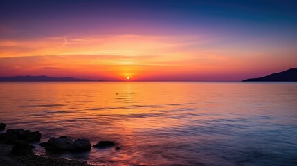 Fototapeta na wymiar sunset over the sea, generative AI