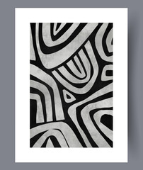 Abstract stripes creative clutter wall art print. Wall artwork for interior design. Printable minimal abstract stripes poster. Contemporary decorative background with clutter.