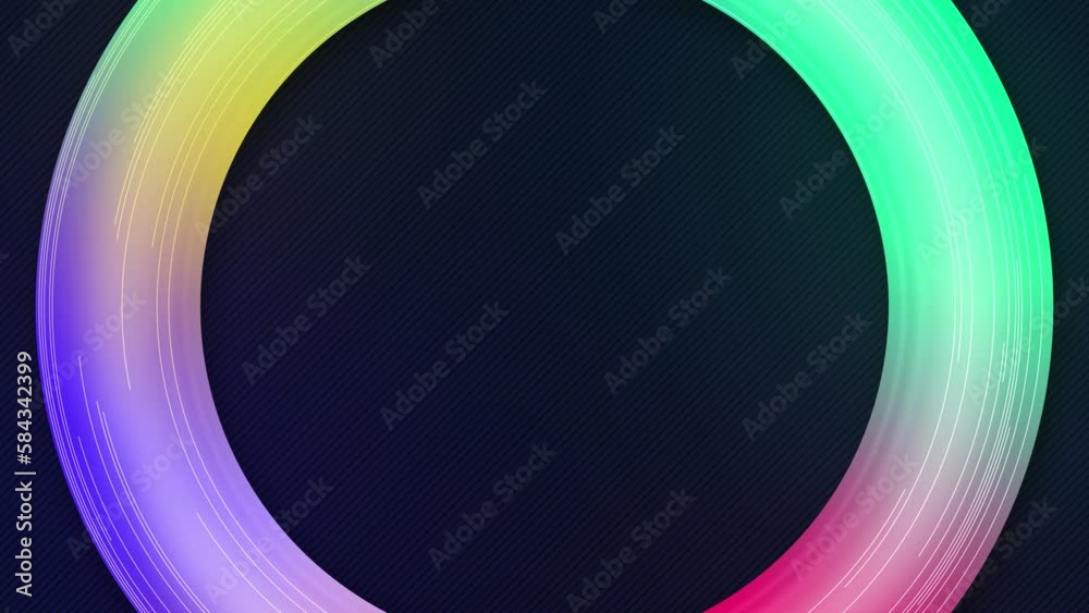 Poster Abstract background with a bright rotating torus. 3d rendering loop animation