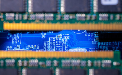 Computer RAM close-up.