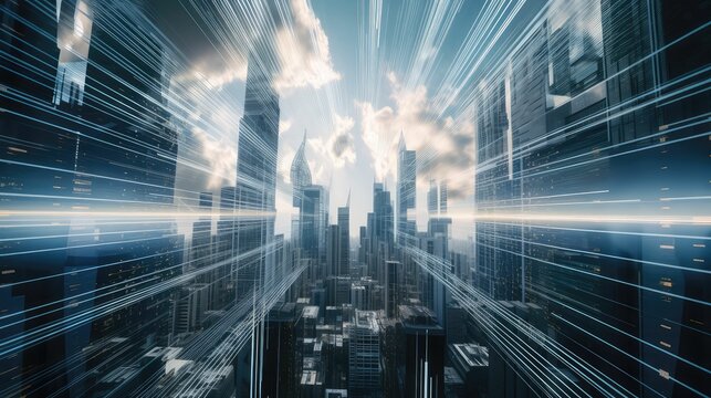 futuristic city high speed lights, generative AI