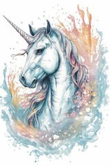 unicorn colorful watercolor, generative AI