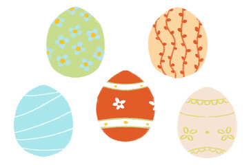 Set of hand painted easter eggs flat no background