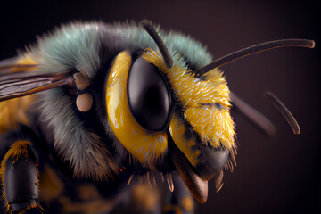 Honey Bee extreme macro view, Generative AI